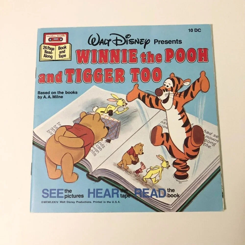 Vintage 1977 Winnie the Pooh and  Tigger Too Walt Disneys Book Only NO Tape